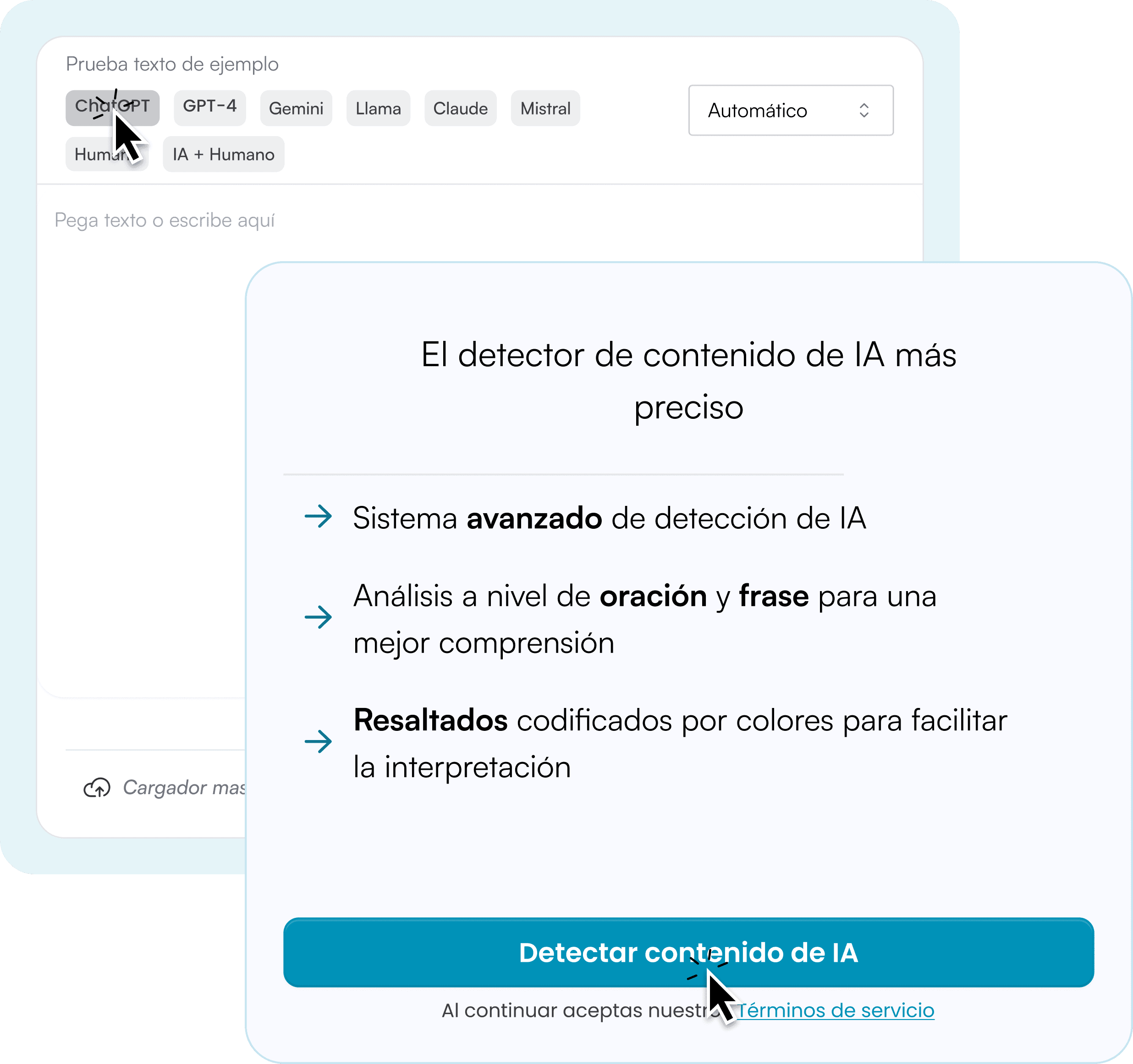 1. Pegue o cargue su texto